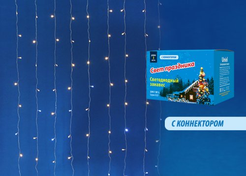 Гирлянда светодиодная "Занавес" ULD-C2030-240/TWK WARM 3х2м Белая IP67 фото Гирлянда светодиодная "Занавес" ULD-C2030-240/TWK WARM 3х2м Белая IP67 картинка